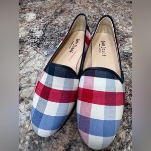 Jon Josef Red, Blue & White Plaid Slip-On Flats